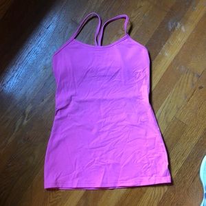 Lululemon bright pink power Y workout tank size 6